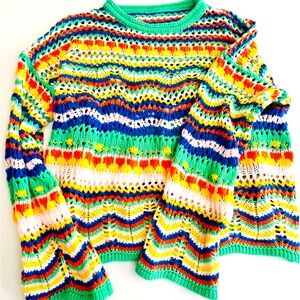 CROCHET SEE THROUGH KNIT SWEATER